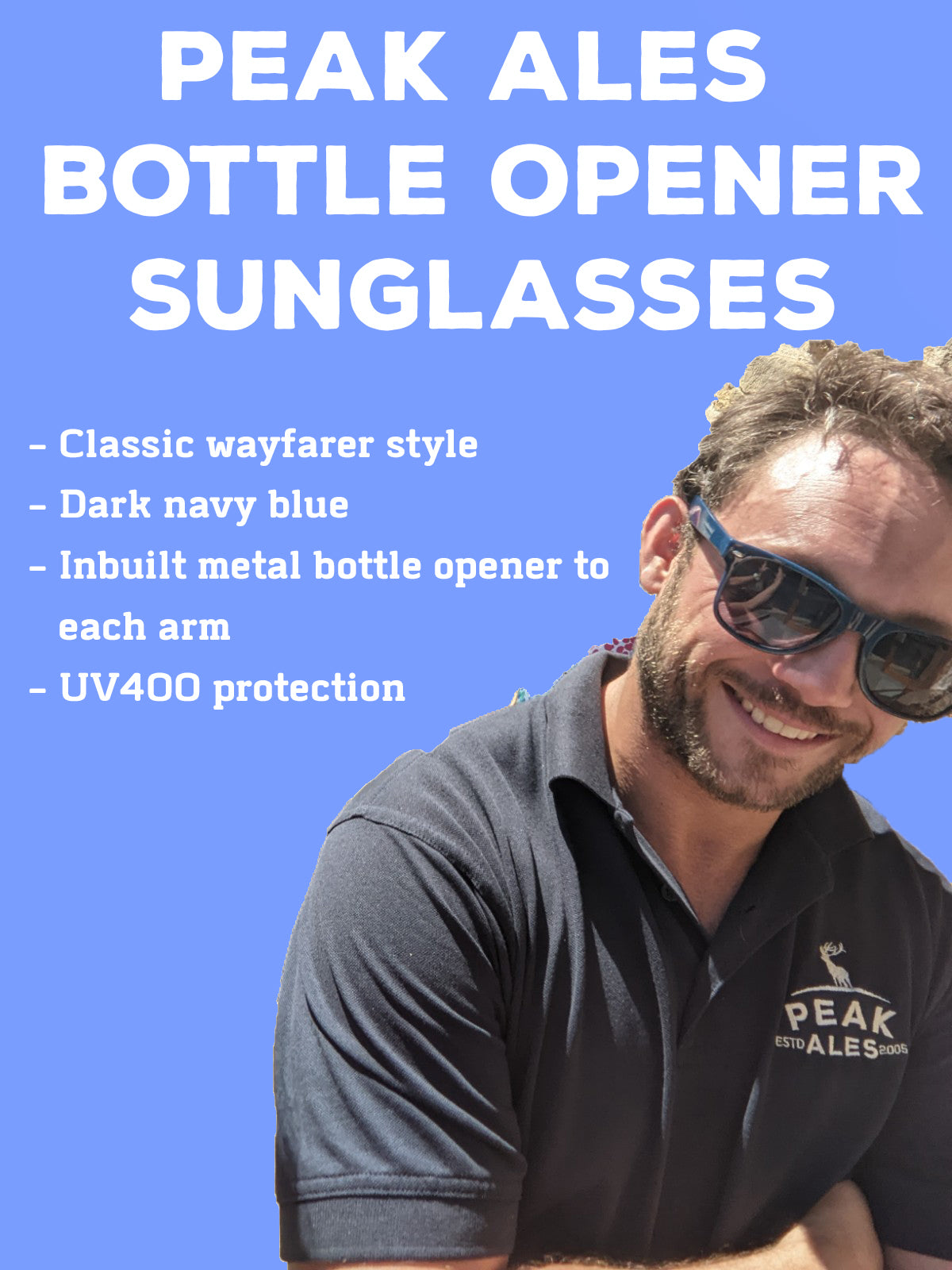 Peak Ales Bottle Opener Sunglasses Dark Blue